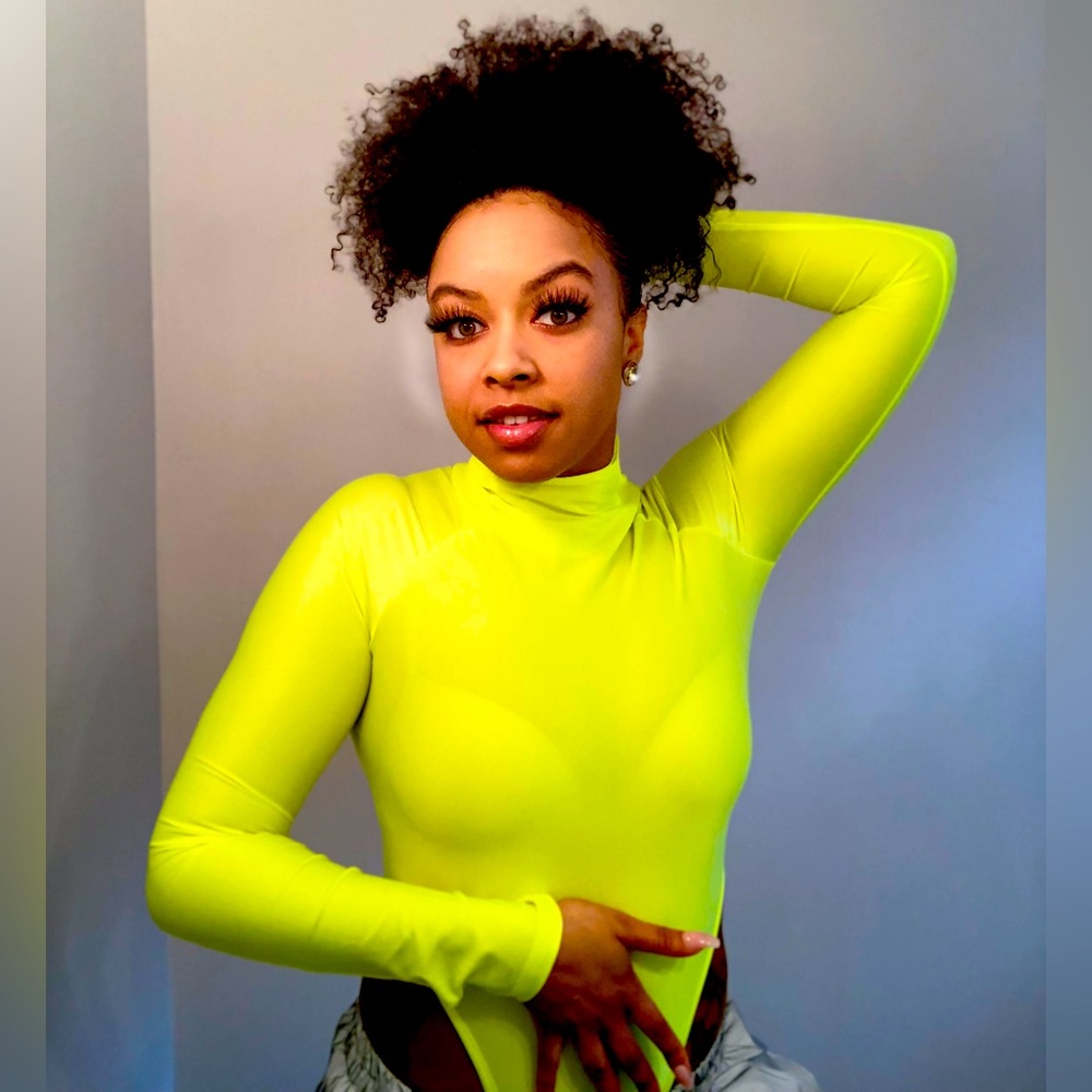 Neon Yellow Hi-Cut Long Sleeve Bodysuit